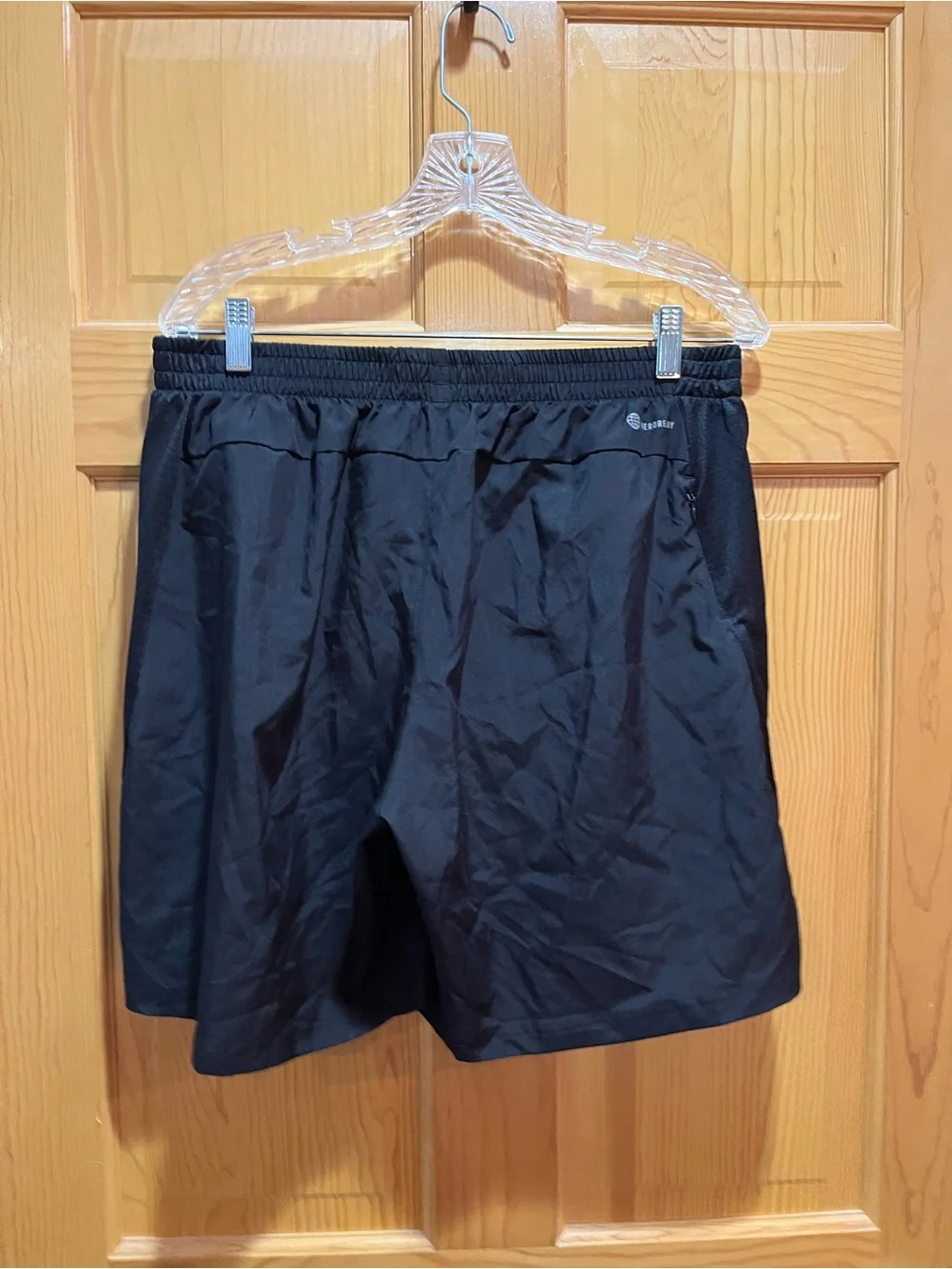 adidas Black Athletic Shorts with White Three-Stripe Accents